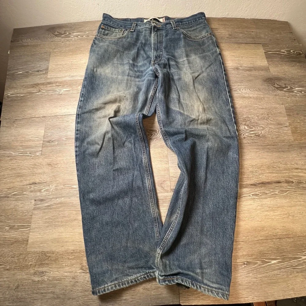 Levis 550 Jeans Mens 36x30 Blue Relaxed Fit Tapered Leg Distressed Denim 90s